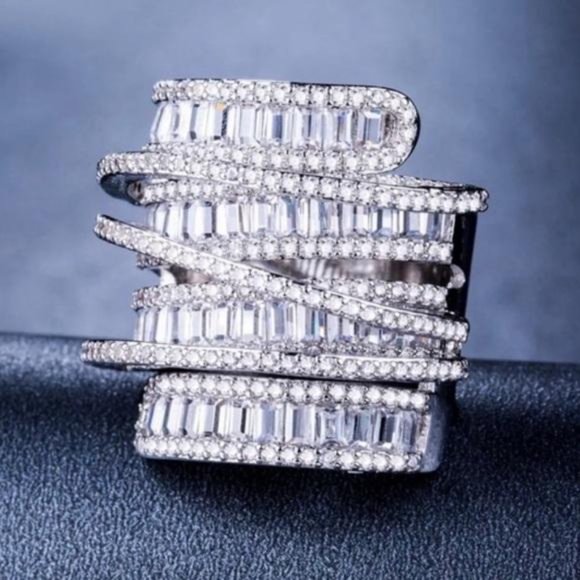 BAGUETTE 6.4 CT DIAMOND 925 STERLING SILVER RING - Picture 7 of 7